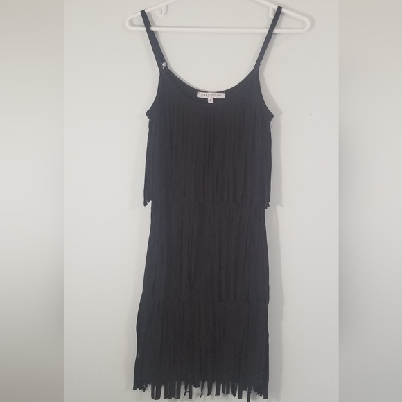 Black Mini Fringe Dress. Go-Go Girl Dance Style. Pit to Hemline 24". Size S. - Picture 1 of 8
